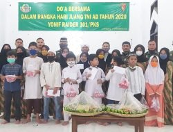 Peringati HJK ke-75, Danyonif R-301/PKS Gelar Doa Bersama dan Santuni Anak Yatim